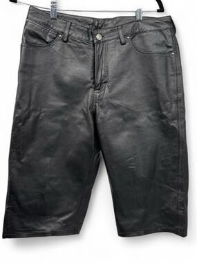 Reworked vintage Wrangler Black genuine leather shorts jorts 32 in waist